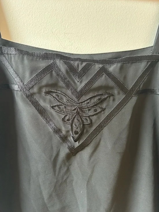 Black Silk Embroidered Camisole Tank Top - Picture 2 of 7